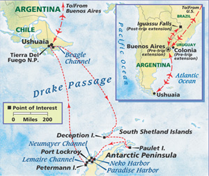 map of Antarctic cruise